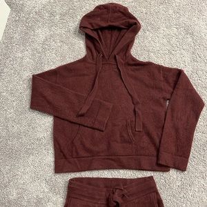 Naadam Burgundy Cashmere Hoodie and Jogger Set
